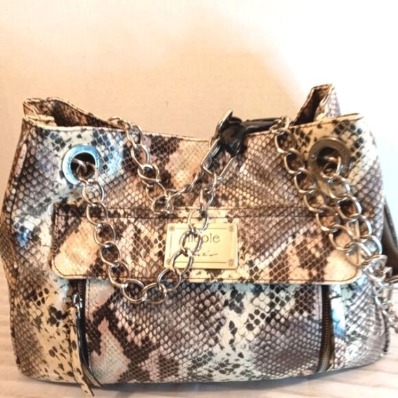 Large Snakeskin Crossbody Silver Chain Bag - Picture 1 of 12